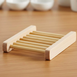 Porte-savon en bois massif naturel |   Porte-savon minimaliste pour salle de bain avec canaux de drainage et surface polie - Product Image 2