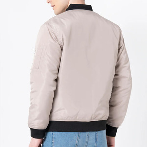 Blouson bomber pour homme, couleur unie, fermeture éclair, vêtement décontracté pour l'automne, coupe-vent, matière polyester, col rabattable - Product Image 6