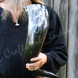 Cornes à boire vikings avec support en corne, écologiques, polies, style amour, souvenir fabriqué en Inde - Product Image 3