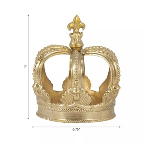 Sculpture Couronne Dorée 7x6,75 Pouces Faite à la Main Décoration Traditionnelle pour Présentation sur Table - Product Image 1