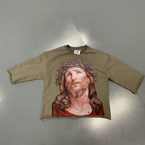 Camisetas Cortas de Alta Calidad, Personalizadas, con Estampado Gráfico, Estilo Urbano, con Dobladillo Crudo, Vintage, de Felpa Francesa, para Hombre - Product Image 5