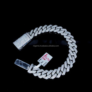 RB Gems High Quality 14mm Cuban Bracelets Lab Grown VVS Moissanite Diamonds 200 Gram Rose Gold Design Yellow Gold Women <b>for</b> - Product Image 1