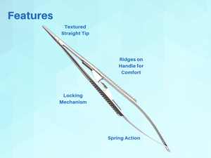 Porte-aiguille manuel Castroviejo droit en acier inoxydable certifié CE, disponible toutes tailles et qualités, instruments chirurgicaux - Product Image 2