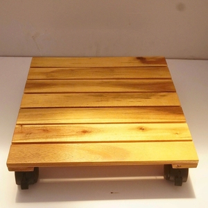 Support à plantes carré en bois avec roulettes verrouillables pour usage intérieur, design minimaliste, support de plantes de bureau - Product Image 1