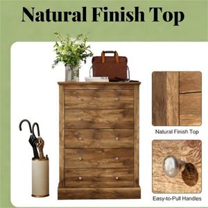 Cassettiera marrone per camera da letto, mobile contenitore per soggiorno e comodino - Product Image 3