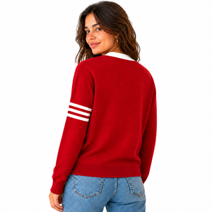Confectionnez vos pulls personnalisés de haute qualité à col en V pour les logos de sororités/fraternités/écoles/collèges/universités, cardigans tricotés - Product Image 3