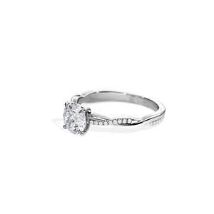 Women's 14k Gold plated Round Brilliant Cut Diamond Engagement Ring Prong Setting floral Style - Product Image 4
