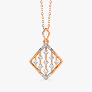 Collar con Colgante de Diamante Cultivado en Laboratorio en Forma de Cometa Geométrica, Color Oro Rosa - Product Image 1