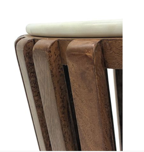 Round Marble <b>Top</b> Coffee <b>Table</b> <b>Solid</b> <b>Wood</b> Side <b>Table</b> Natural Finish Living Room Accent <b>Table</b> - Product Image 3