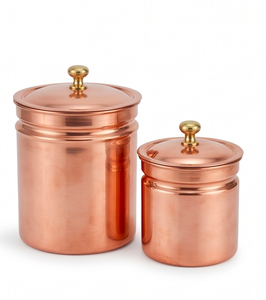 Copper Kitchen Storage Canister <b>Set</b> With Lid Round Food Container For Spice Pantry Classic Polished Design 1 Layer - Product Image 1
