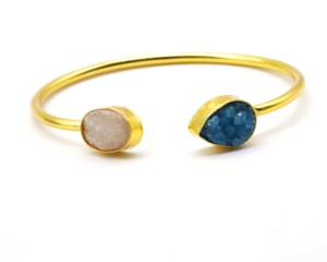 Natural Druzy Stone Adjustable Bangles with German <b>Silver</b> | Handmade Druzy Gemstone <b>Cuff</b> Bangle | Fashion Jewelry for Women - Product Image 1
