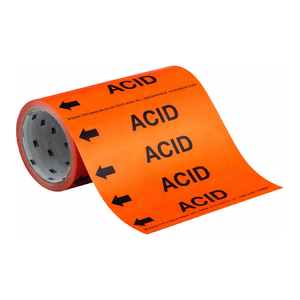 Marqueur de tuyauterie flexible résistant aux produits chimiques Brady ACID pour les conduites industrielles acides - Product Image 2