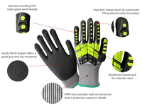 Gants de mécanicien en polyester tricoté résistants aux impacts TPR, protection anti-coupure niveau 2, résistants aux impacts