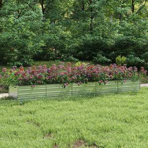 Bac à fleurs surélevé en acier galvanisé argenté 157,5 x 31,5 x 17,7 pouces pour jardins et potagers - Product Image 1