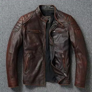 Men's Genuine <b>Top</b>-Grain Cowhide <b>Leather</b> Jacket Vintage Washed Wax Biker new trending <b>leather</b> jacket2026 - Product Image 3