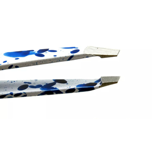 Pinzas para Cejas con Diseño de Salpicaduras de Pintura, Personalizadas, Azules y Blancas, de Acero Inoxidable, Punta Inclinada, Herramientas de Precisión para el Cuidado Facial - Product Image 4
