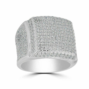 Iced Out Moissanite Diamond <b>Pinky</b> <b>Ring</b> Men's Wedding Anniversary Gifts Him 925 Sterling <b>Silver</b> Gold Plated Hip Hop Style Jewelry - Product Image 1