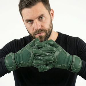 Green Leather Football Goalkeeper Gloves with Full Finger Protection and Adjustable Wrist Strap for Men Durable Soccer Gloves - Product Image 4