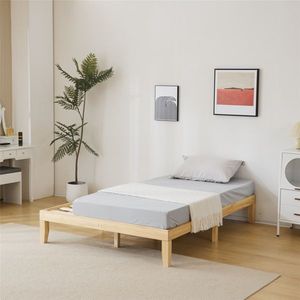 Solid Wood Basic Bed Frame Full Size 197.2*136*30.5cm Natural Color Wooden Bed - Product Image 5