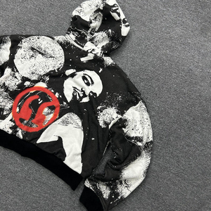 Sudadera corta con capucha de forro polar de manga larga para mujer, top corto con capucha, sudadera con capucha personalizada con pedrería para hombre - Product Image 3