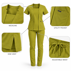 Großhandel 100% Baumwolle OEM Individuelles Logo Krankenschwester Zahnarzt V-Ausschnitt Oberteil Hose Chirurgische Arztuniform für Männer und Frauen Krankenhaus-Uniformset - Product Image 6