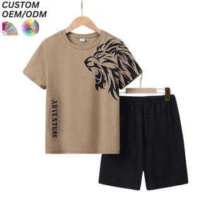 Conjunto de Ropa para Niños Personalizado, 100% Algodón, Estampado Animal, Camiseta y Pantalones Cortos Casuales, Suministro al por Mayor OEM/ODM - Product Image 4