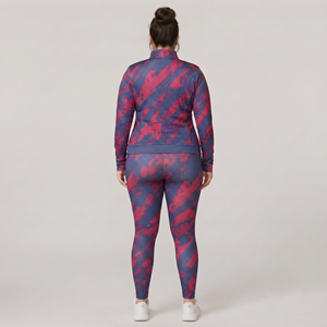 Plus Size Sublimation Printed Training Jacket <b>Women</b> Racerback Bra <b>Compression</b> Leggings 3 Pcs Spandex Printed Yoga Set <b>Women's</b> - Product Image 3