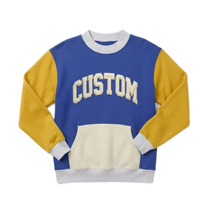 Sweat-shirts pour femmes de haute qualité, multicolores, avec poche supérieure, manches contrastantes, lettrage, style pull-over, rétro, en polyester, personnalisables - Product Image 3