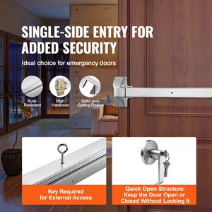 Barra Antipanico in Acciaio Inox da 31 Piedi per Porte di Emergenza Commerciali, Leva con 3 Chiavi per Porte Esterne Commerciali - Product Image 6