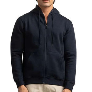 Sudadera con capucha y cremallera de algodón para hombre, de manga larga, lisa, cálida, de invierno, con forro polar - Product Image 4