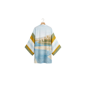 Kaftans longs pour femmes avec détails lacés, imprimé personnalisé, col en V, manches longues, coupe ample, style musulman traditionnel - Product Image 3