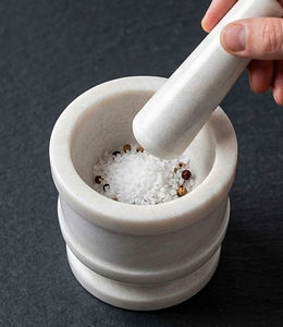 Premium White Marble Mortar Pestle – Eco Friendly Stone <b>Grinder</b> for <b>Herbs</b> Spices Kitchen Accessories Wholesale Bulk - Product Image 3