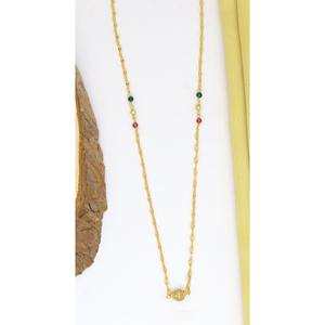 Conjunto de collar AD chapado en oro para mujer, cadena de estilo étnico de Bollywood para compromiso de boda, joyería principal de perlas de moda - Product Image 3