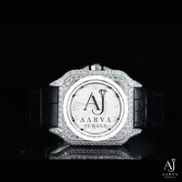 Montre de luxe de style habillé avec incrustation de diamants de haute qualité, réserve de marche mécanique, boîtier en acier inoxydable, bracelet en cuir, analogique 30 mm, 20 mm