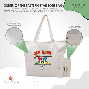 Bolso Tote de la Antigua Matrona de la Estrella Blanca del Este (OES) |   Bolsa de Mano Bordada con Cierre de Cremallera Impermeable Hecha a Medida - Product Image 3