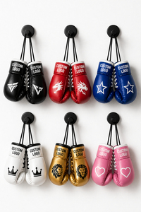 Gants de boxe personnalisés avec logo Lawd Sports, en cuir PU, à lacets, avec sangle de poignet réglable, bleu et blanc, durables, pour toutes les saisons - Product Image 4