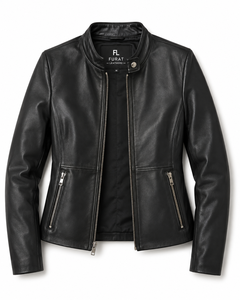 Blouson motard matelassé marron pour femme, col montant amovible, boutons, respirant, écologique, séchage rapide, 3D - Product Image 1