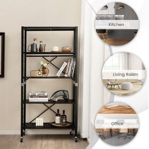 Adjustable 5 Tier <b>Shelves</b> with Wheels <b>for</b> Garage <b>Kitchen</b> or Balcony Use - Product Image 3