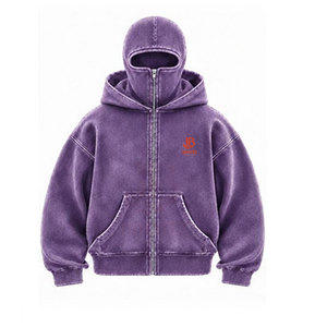 Regular Fit Acid Wash Baggy <b>Balaclava</b> Hoodie Custom Design Logo 100% Cotton Winter Wear Outdoor Use - Product Image 1