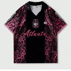 Maillot de football américain décontracté rose léopard pour homme Our Streets, T-shirt unisexe personnalisé, OEM, marque privée, vente en gros, acheteur américain - Product Image 1
