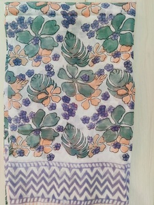 New Arrival Women's Cotton Sarong Hand Block Print Floral Beach Cover up Scarf Breathable <b>Head</b> <b>Wrap</b> for Summer Perfect Gift Her - Product Image 1