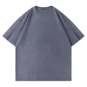 T-shirts en tricot pour hommes personnalisés, effet délavé, coupe ample, 220 g/m², 100 % coton, style vintage, streetwear, vente en gros OEM - Product Image 2