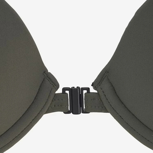Women's Dark Gray Two Piece <b>Bikini</b> <b>Set</b> Underwire Bra Crossed Halter Top Hipster Bottom Solid Spandex Nylon Swimwear - Product Image 3