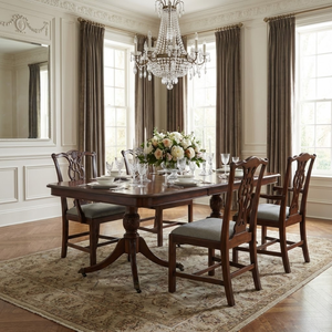 Fauteuil de salle à manger en bois antique au design contemporain, sculpté à la main, avec dossier ajouré et revêtement en lin, pour hôtel de luxe et villa - Product Image 6