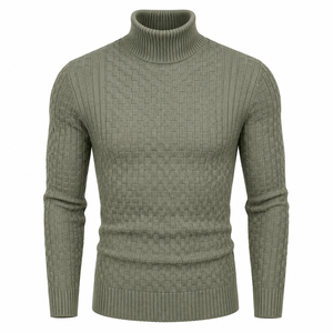 WARPRO INDUSTRY Pull à col roulé en polyester tricoté respirant pour homme, couleur unie, manches longues, épaisseur standard, hiver - Product Image 1