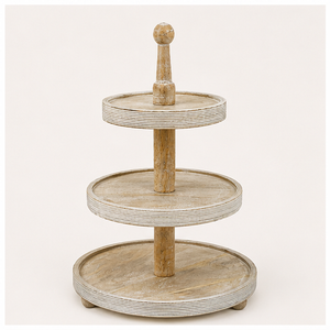 Support à gâteau moderne en bois écologique à 3 niveaux, plateau de service personnalisé à plusieurs étages, table de dessert de mariage, bois massif fait main - Product Image 4