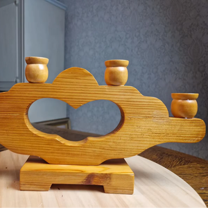 Support de bougie ovale en bois fait main, style vintage, motif cerf, décoration scandinave rustique pour la maison, la table et les mariages - Product Image 3