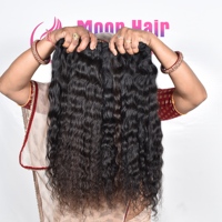 Rambut Manusia India Keriting 32" Bundel Hitam Alami Virgin Remy Weave Extensions Lembut Halus Tebal Bervolume Double Drawn Premium