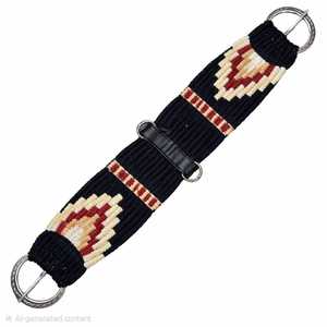 EQUIPO Correa de Cuello para Caballo Ajustable con Anillos Metálicos, Diseño en Negro, Rojo y Beige, Material de Cuero y Lana - Product Image 1