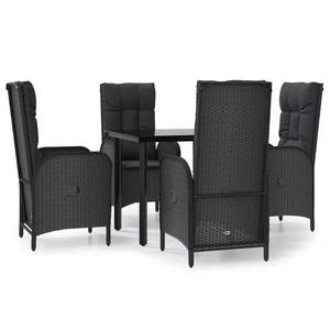 Ensemble de salle à manger de jardin en rotin PE noir avec accoudoirs réglables, taille moyenne - Product Image 2